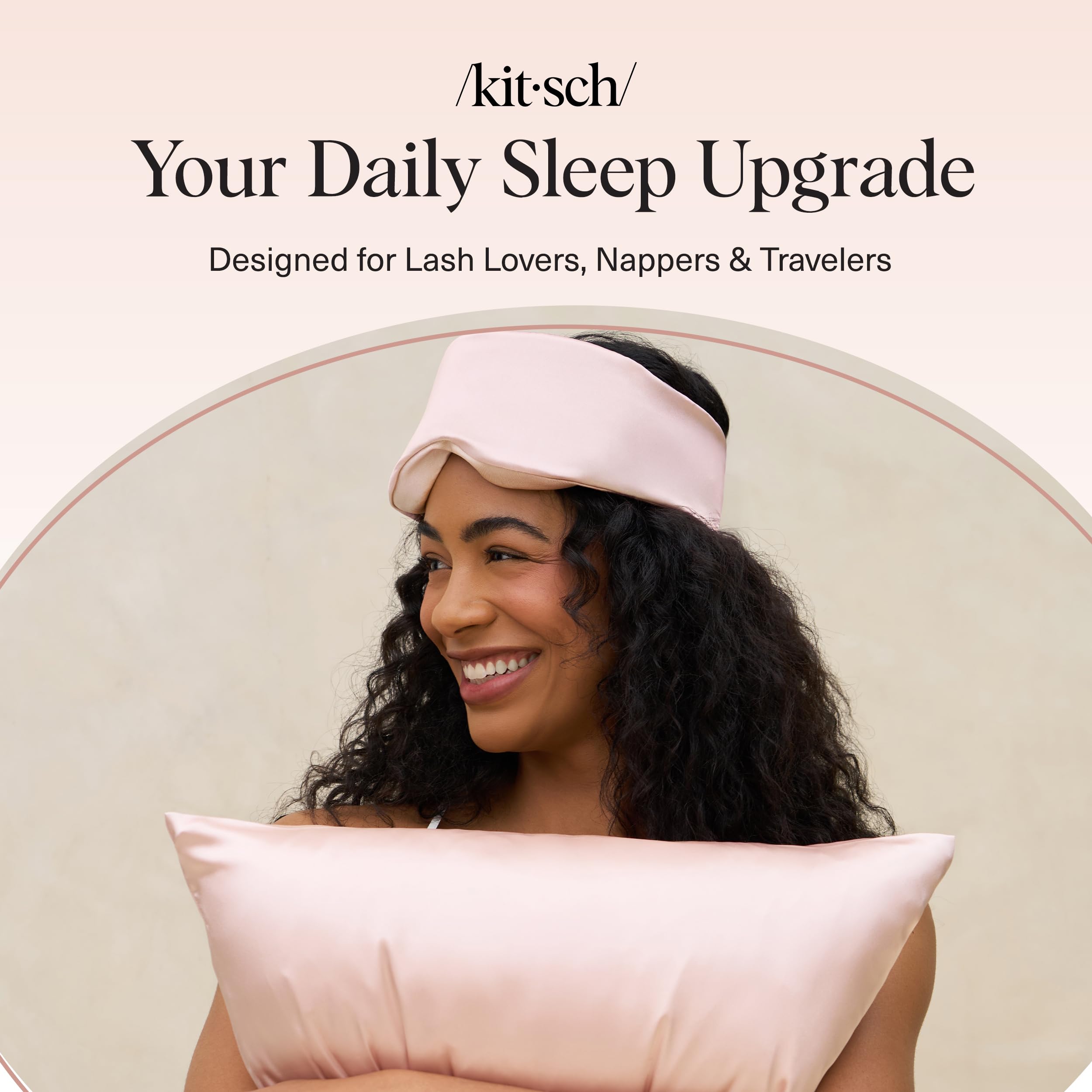 Kitsch Contour Pillow Eye Mask – Softer Than Silk Eye Masks for Sleep, Blindfold Sleep Masks for Women & Men, No Eye Pressure, Lightweight, Eye Care, Travel Essentials - Blush
