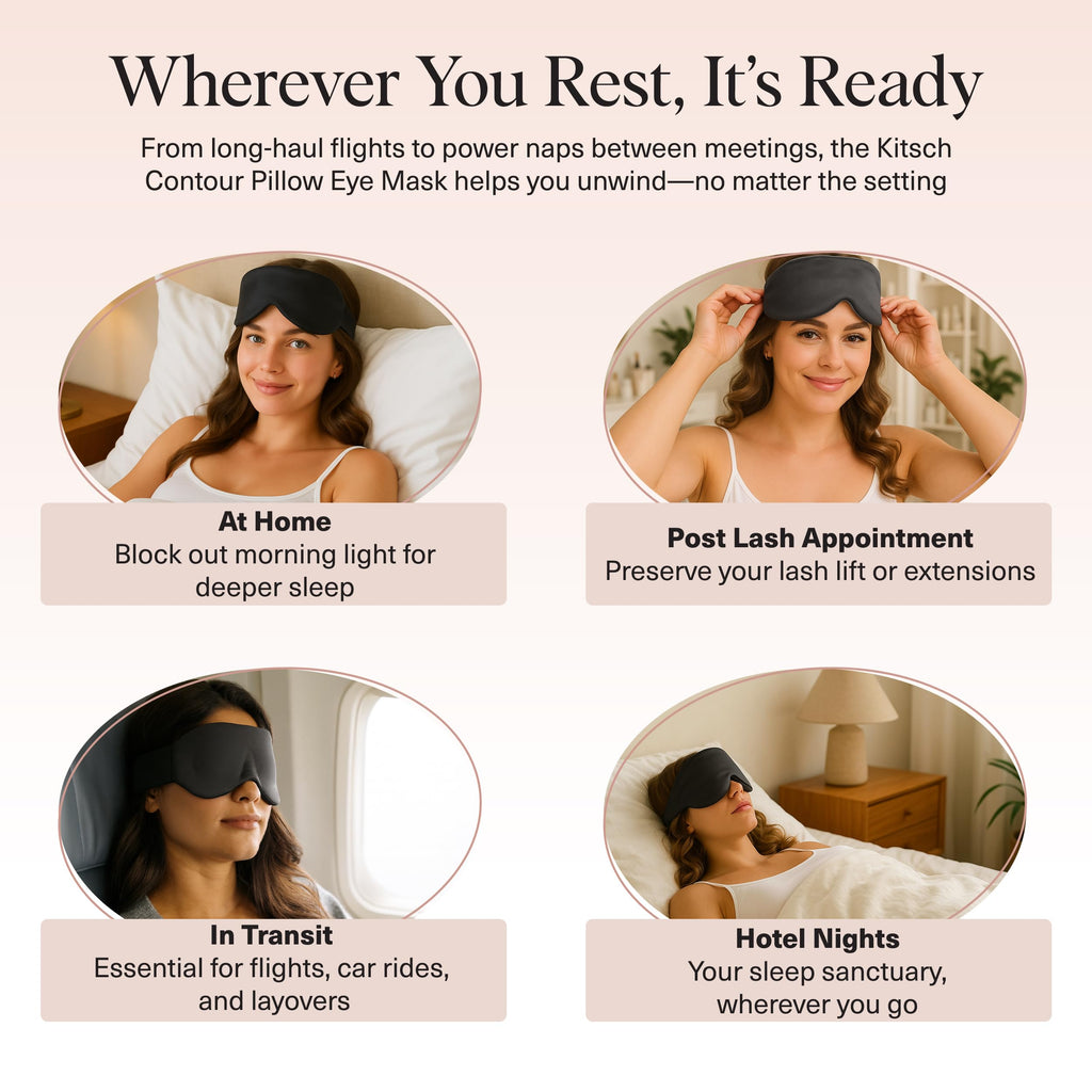 Kitsch Contour Pillow Eye Mask – Softer Than Silk Eye Masks for Sleep, Blindfold Sleep Masks for Women & Men, No Eye Pressure, Lightweight, Eye Care, Travel Essentials - Blush