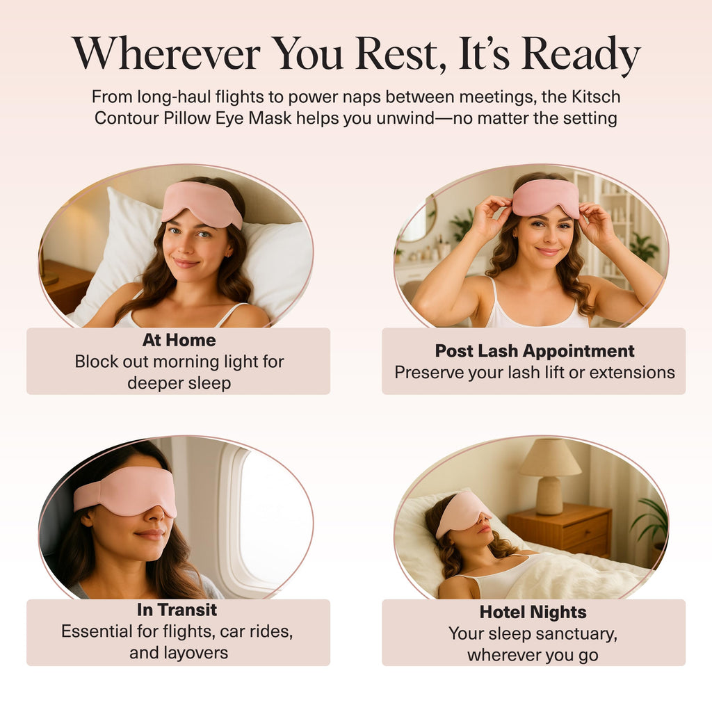 Kitsch Contour Pillow Eye Mask – Softer Than Silk Eye Masks for Sleep, Blindfold Sleep Masks for Women & Men, No Eye Pressure, Lightweight, Eye Care, Travel Essentials - Blush
