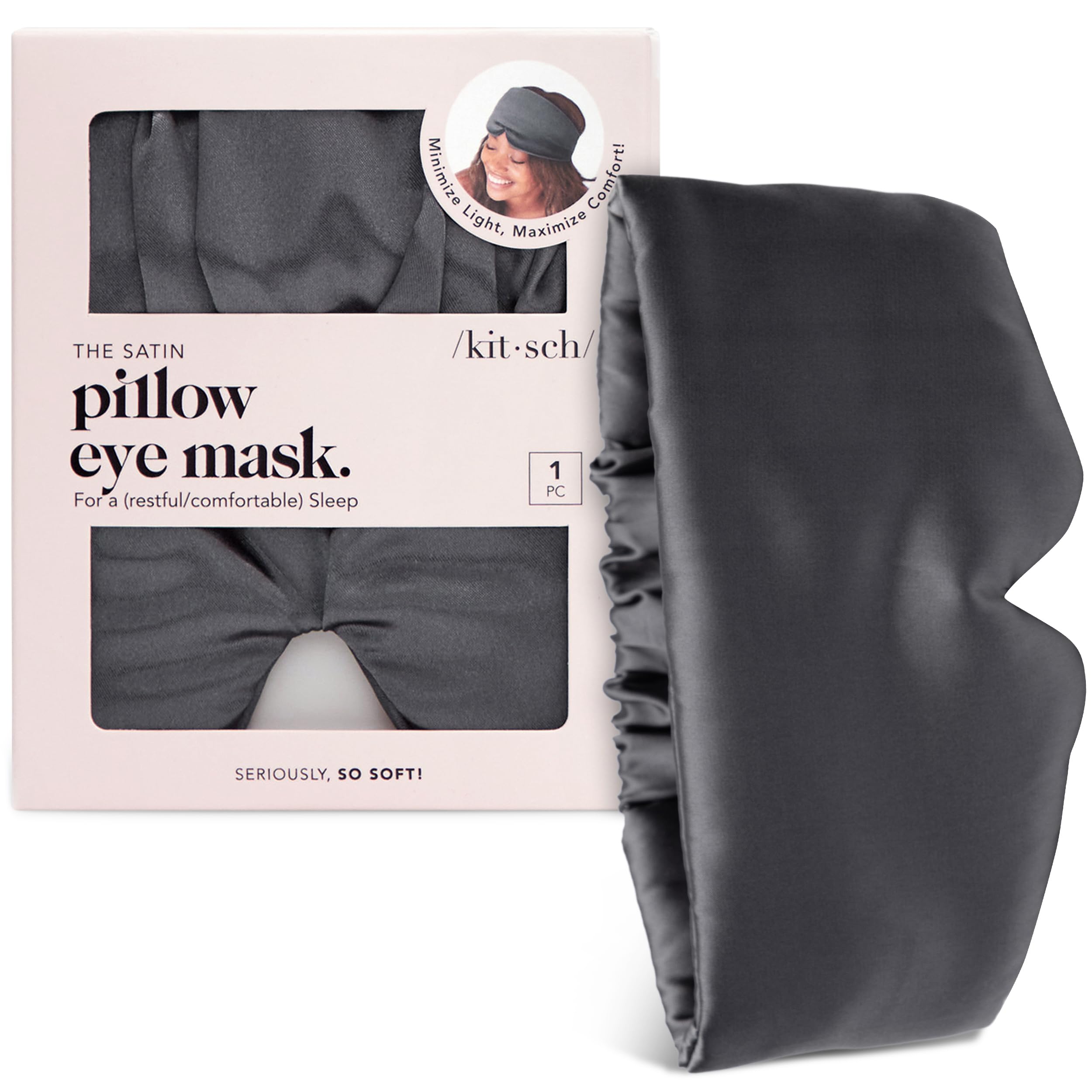Kitsch Contour Pillow Eye Mask – Softer Than Silk Eye Masks for Sleep, Blindfold Sleep Masks for Women & Men, No Eye Pressure, Lightweight, Eye Care, Travel Essentials - Blush