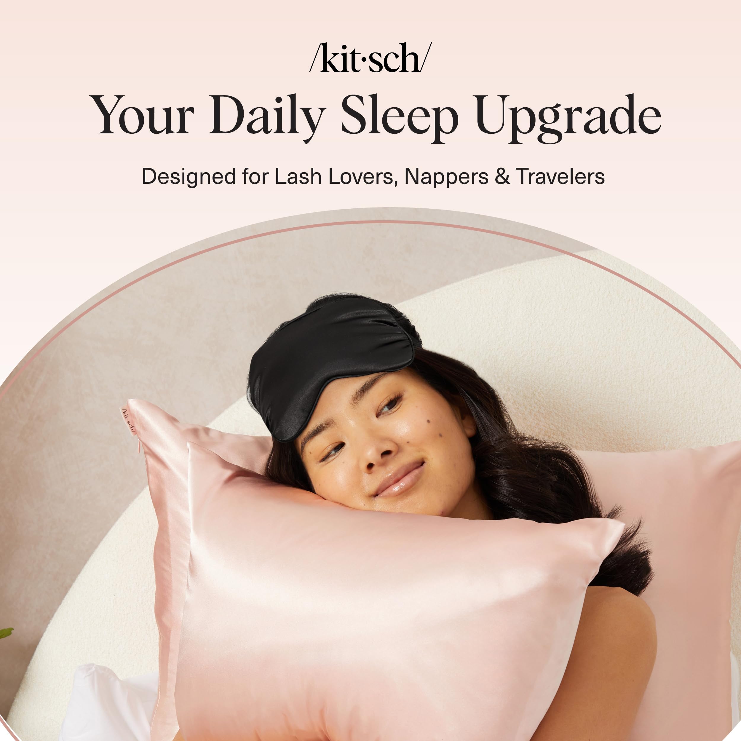 Kitsch Contour Pillow Eye Mask – Softer Than Silk Eye Masks for Sleep, Blindfold Sleep Masks for Women & Men, No Eye Pressure, Lightweight, Eye Care, Travel Essentials - Blush
