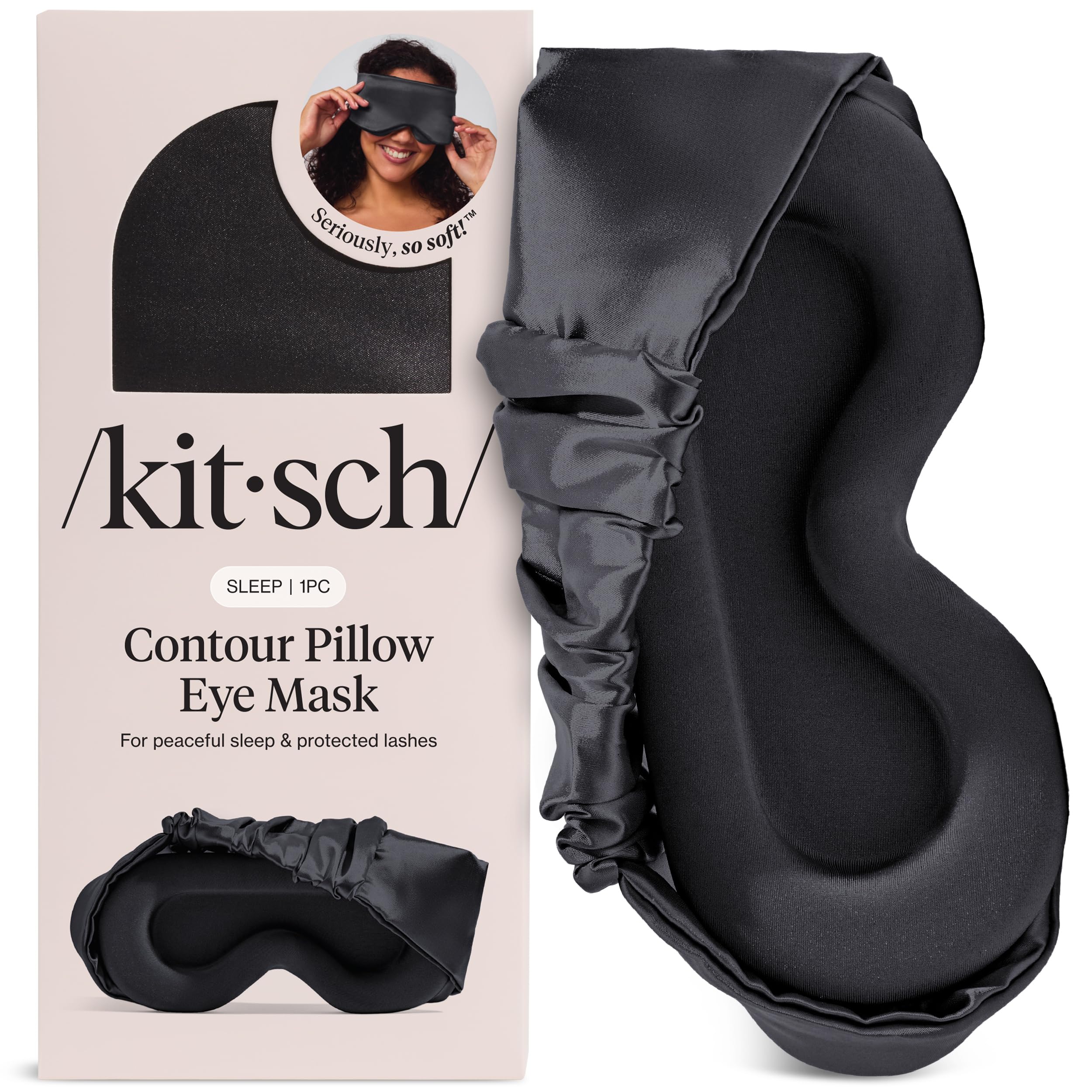 Kitsch Contour Pillow Eye Mask – Softer Than Silk Eye Masks for Sleep, Blindfold Sleep Masks for Women & Men, No Eye Pressure, Lightweight, Eye Care, Travel Essentials - Blush